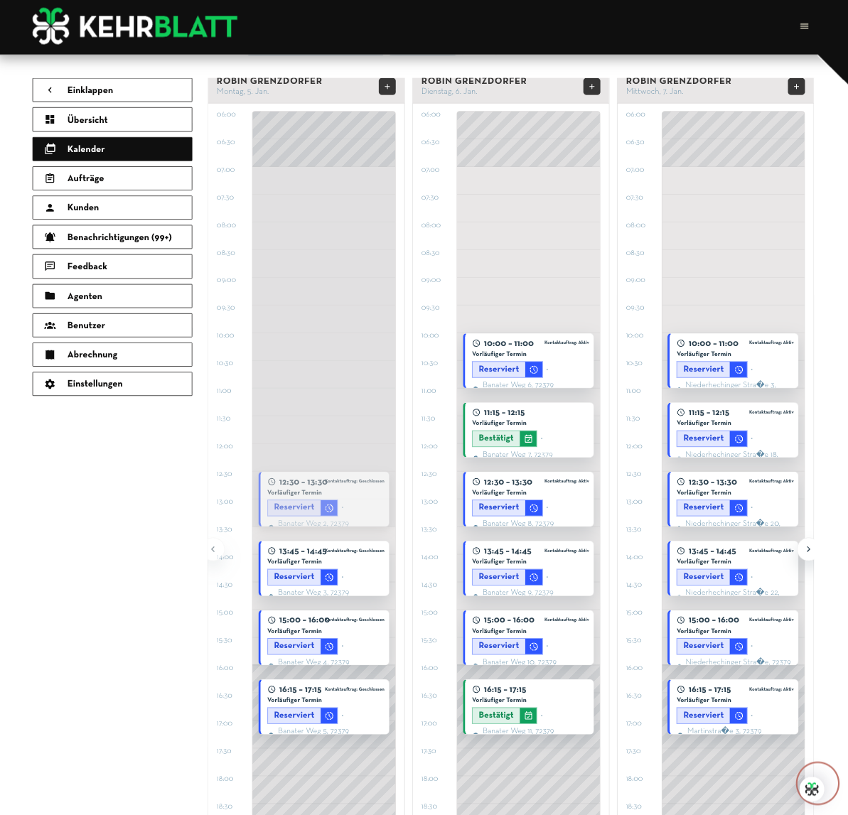 KehrBlatt – Planung und Kundenkontakt