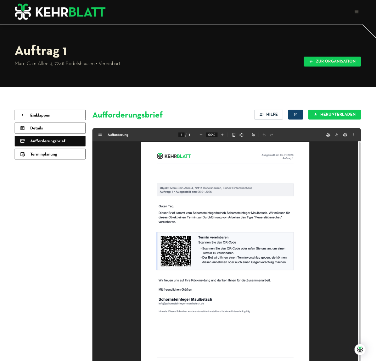 KehrBlatt – Einstellungen und Regeln