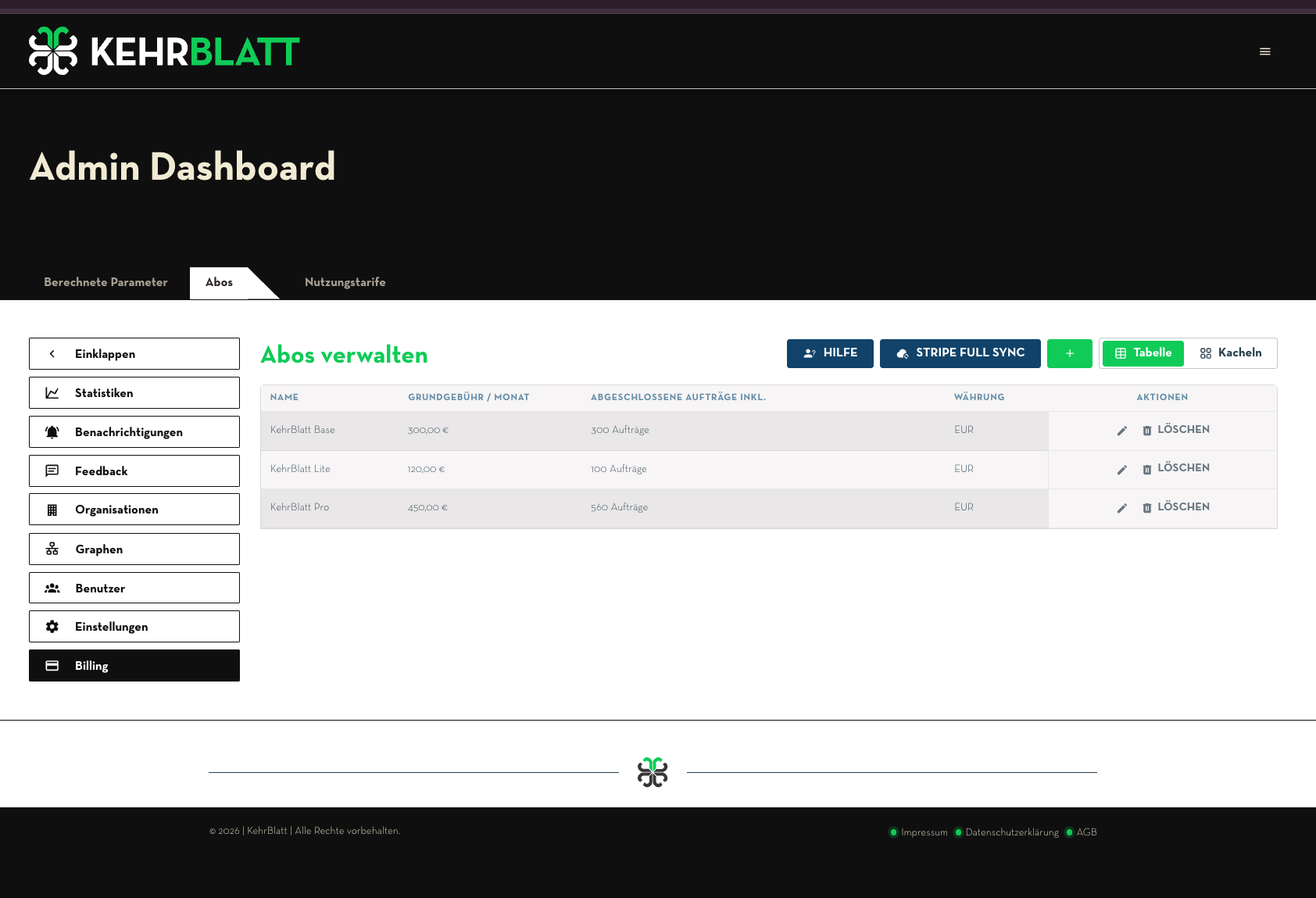 KehrBlatt – Nutzerverwaltung und Team