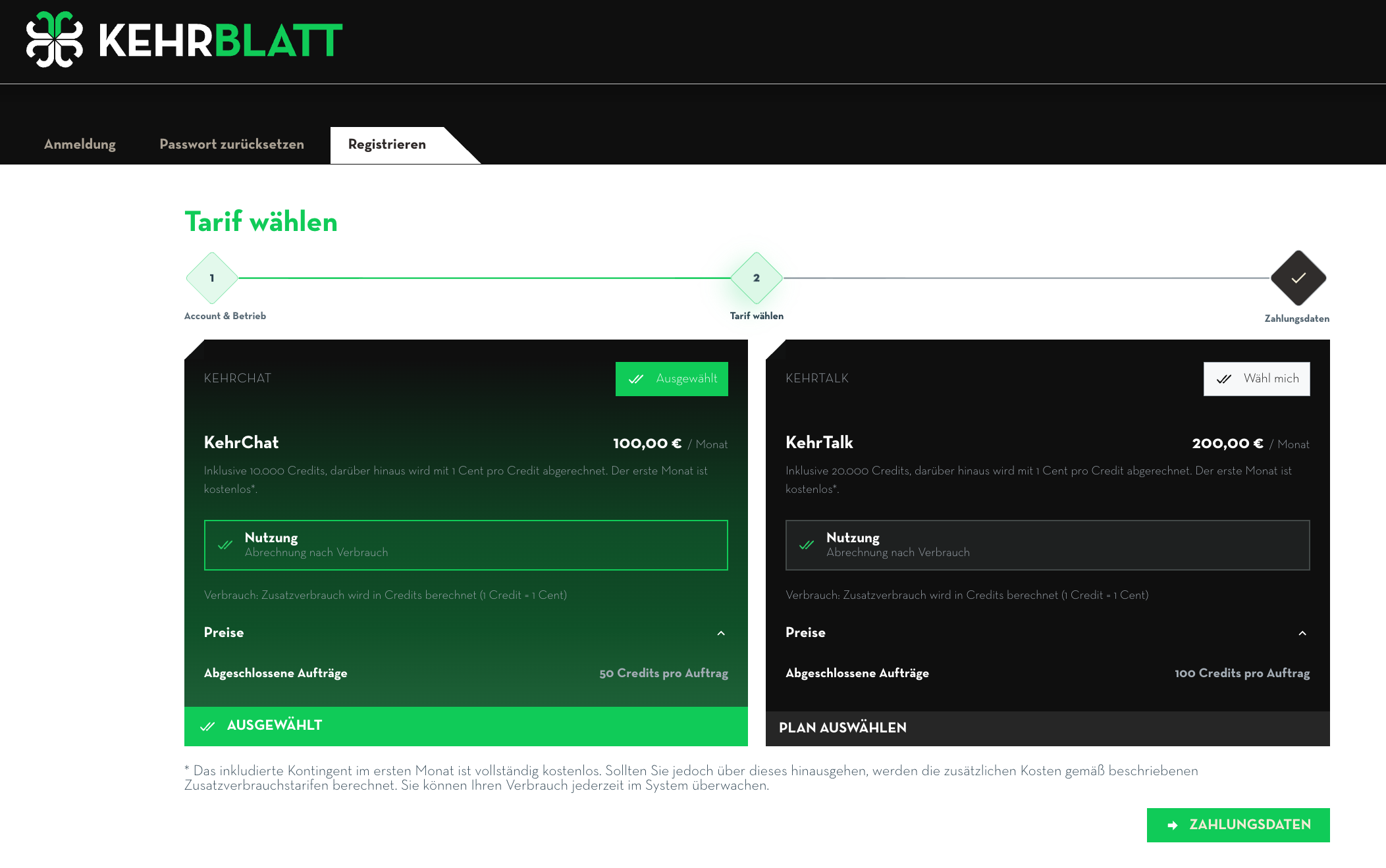 KehrBlatt – Steuerung und Übersicht